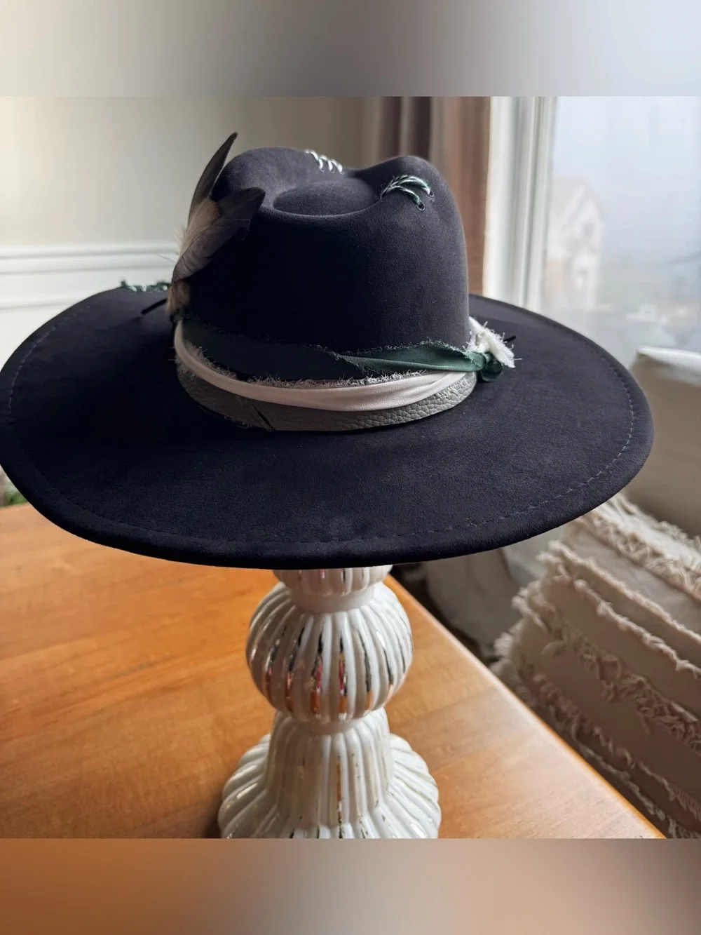 Hand Crafted Philadelphia Eagles Embellished Wide-Brim Vegan Suede Festival Hat